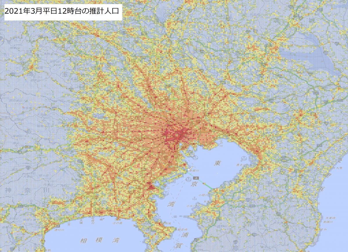 2021年3月平日12時台の推計人口